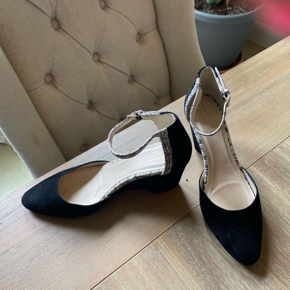 Cole Haan black suede wedges, 8.5